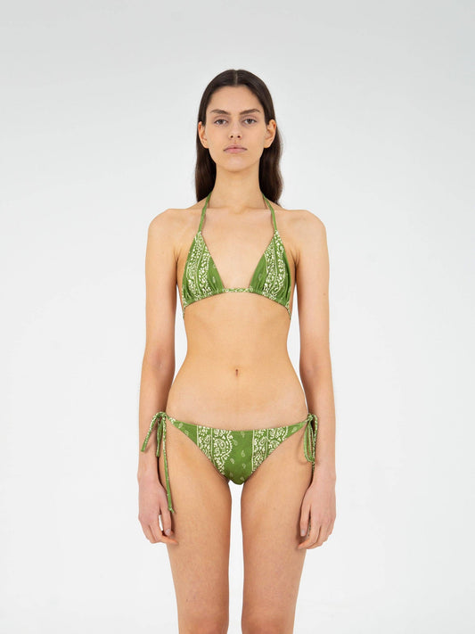 Top bikini triangolo paisley verde