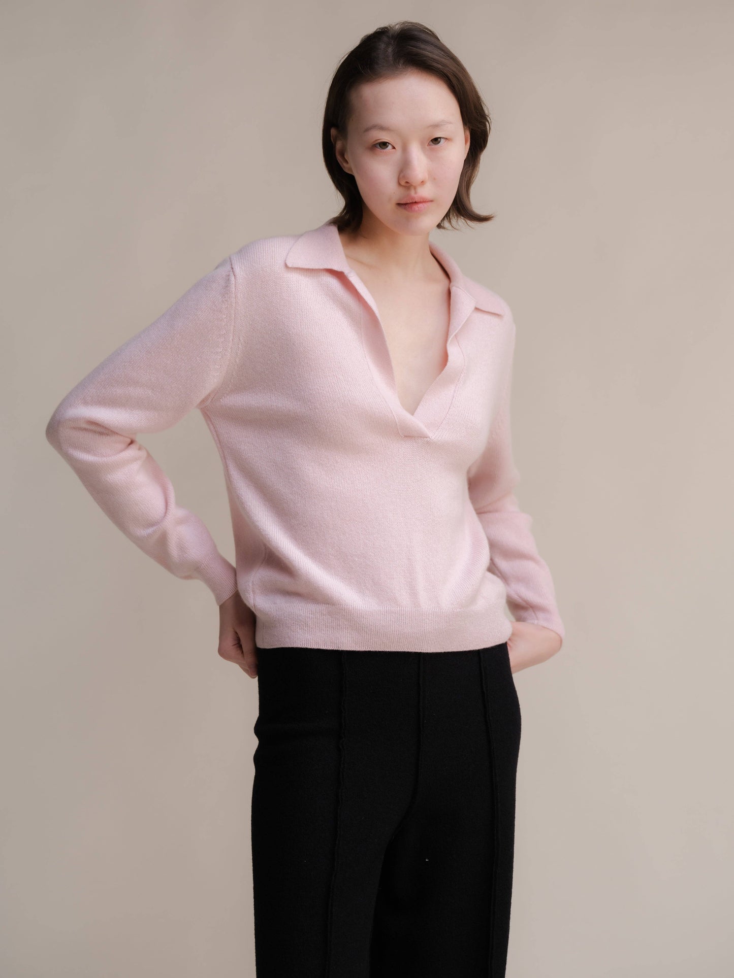 Maglione polo in puro cashmere