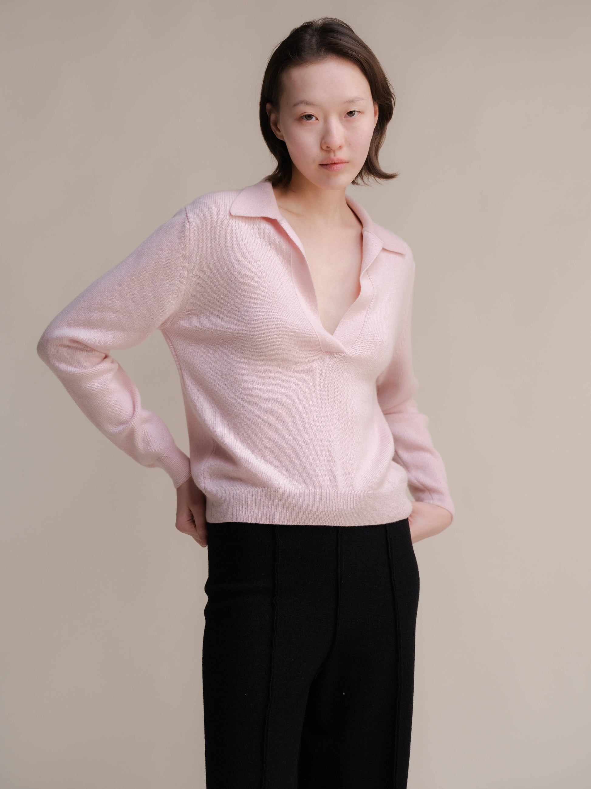 Maglione polo in puro cashmere