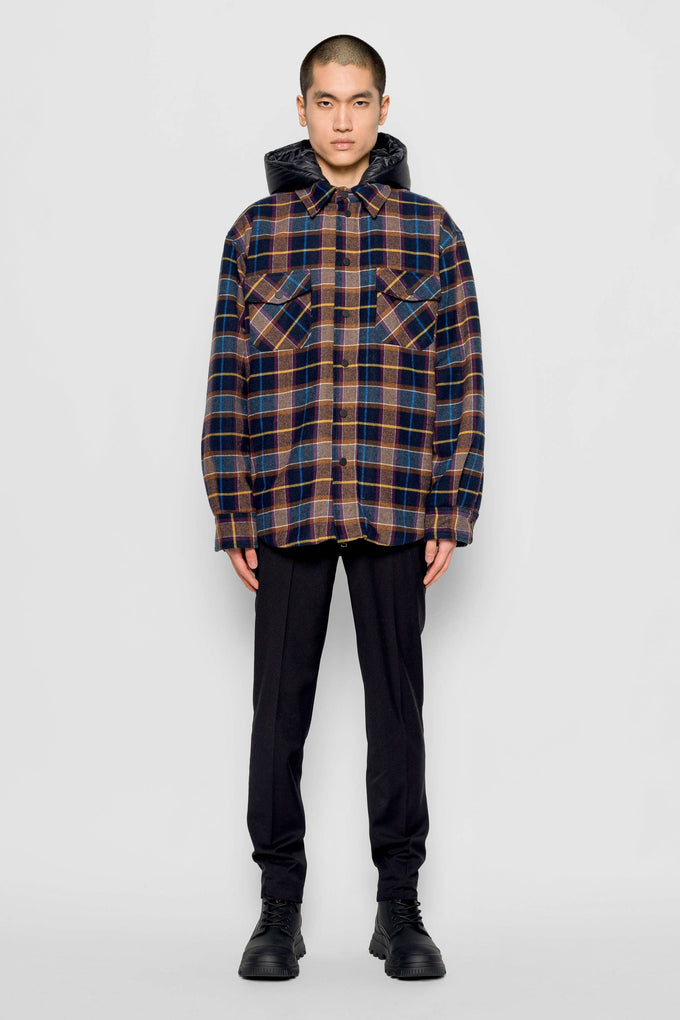Giacca imbottita tartan con cappuccio rimovibile