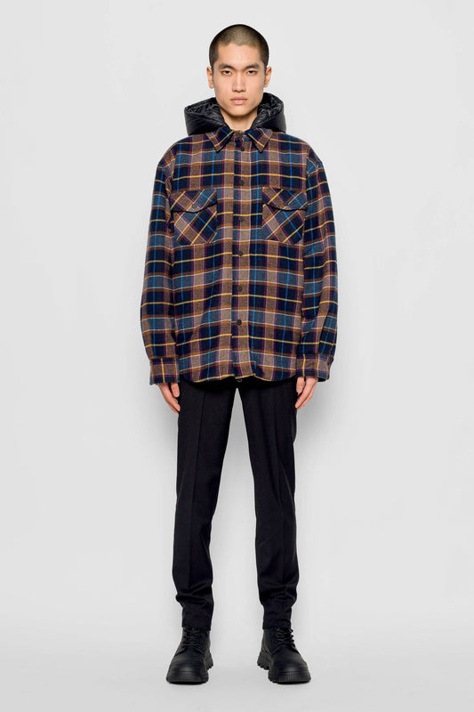 Giacca imbottita tartan con cappuccio rimovibile