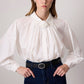 Camicia in cotone con rosellina al collo