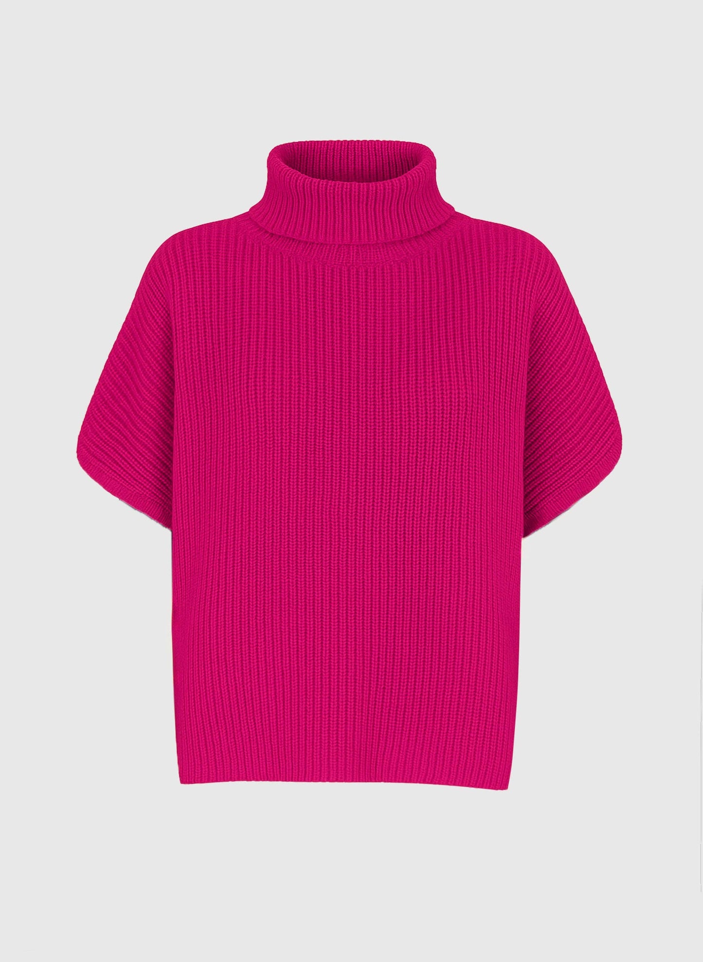 Maglione dolcevita oversize senza maniche fucsia