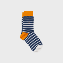 Calzini a righe in cotone pettinato blu e grigio