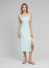 Abito midi Manta color celadon con spalline annodate