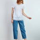 T-shirt in cotone con inserto in pizzo