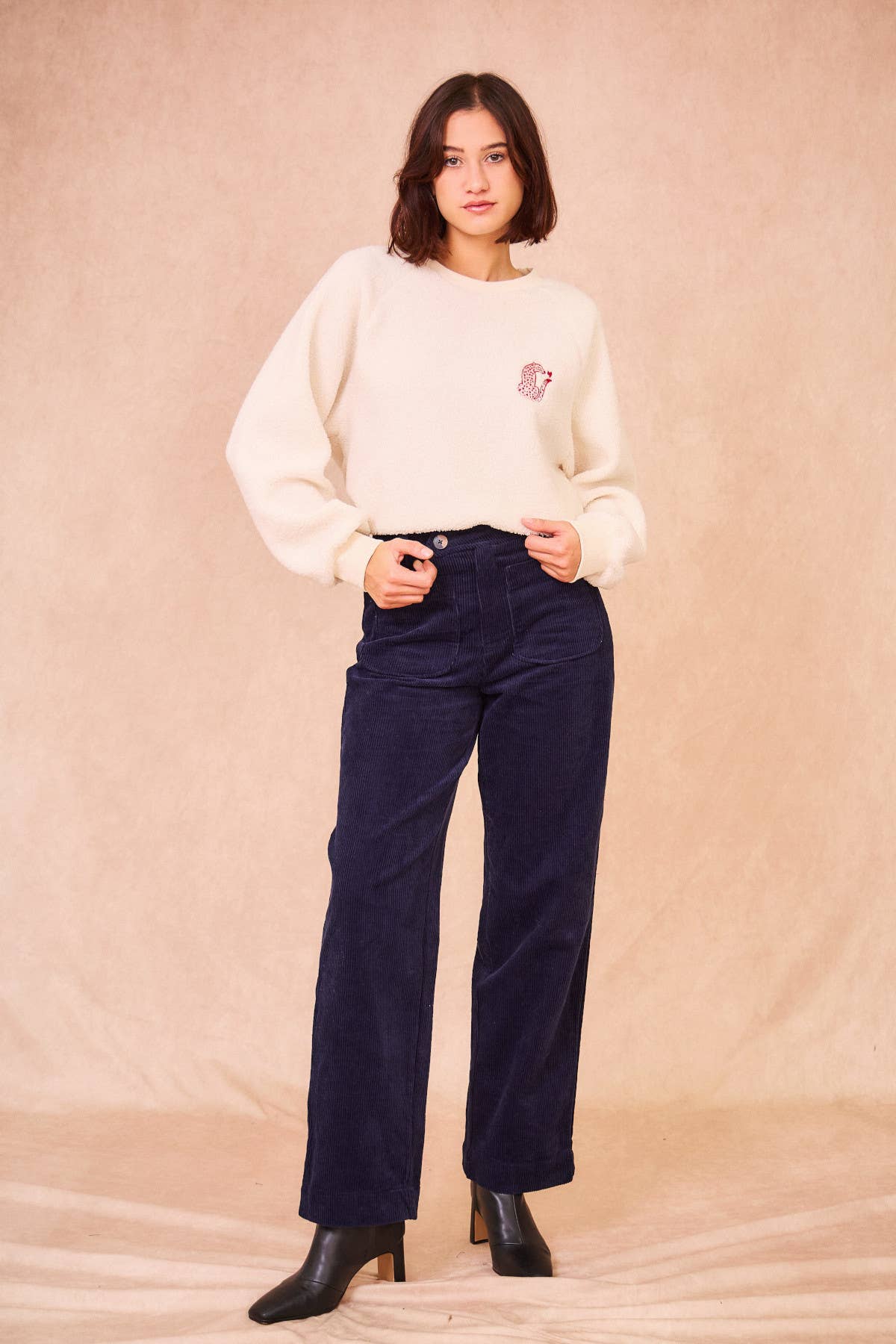 Pantaloni Parme in velluto a coste blu navy