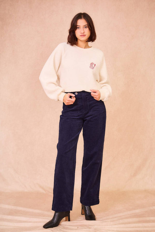 Pantaloni Parme in velluto a coste blu navy