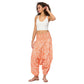 Pantaloni harem sarouel estivi 3 in 1 in cotone arancione