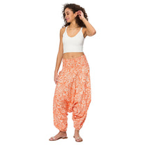 Pantaloni harem sarouel estivi 3 in 1 in cotone arancione