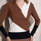 Maglione cache-cœur color block da donna
