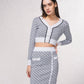 Cardigan corto in maglia jacquard con bottoni