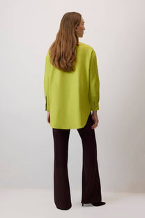 Camicia in popeline oversize verde lime