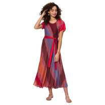 Abito lungo estivo boho con maniche corte e cintura