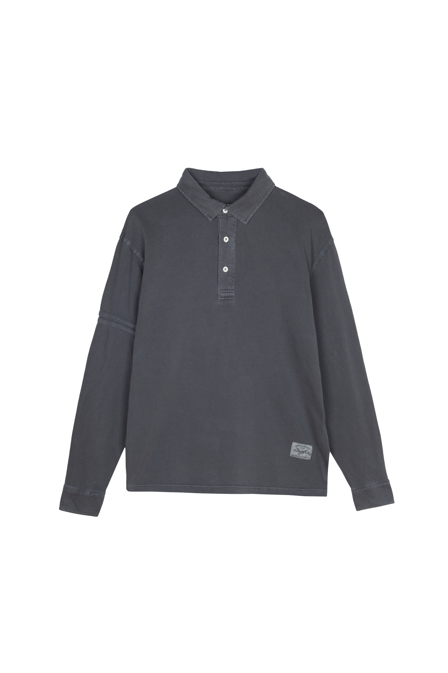 Polo blu Revival a manica lunga in cotone biologico