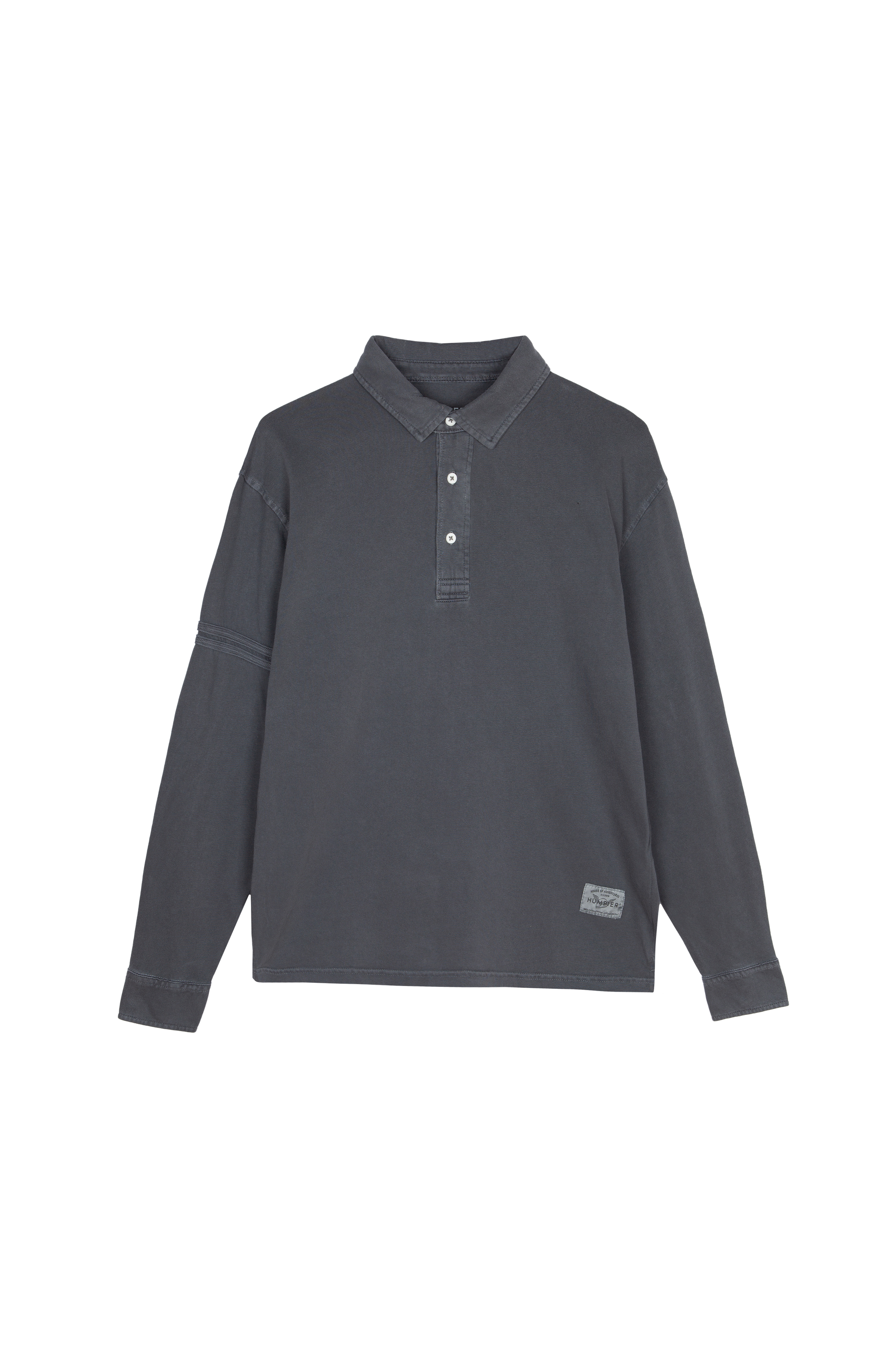 Polo blu Revival a manica lunga in cotone biologico