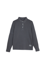 Polo blu Revival a manica lunga in cotone biologico