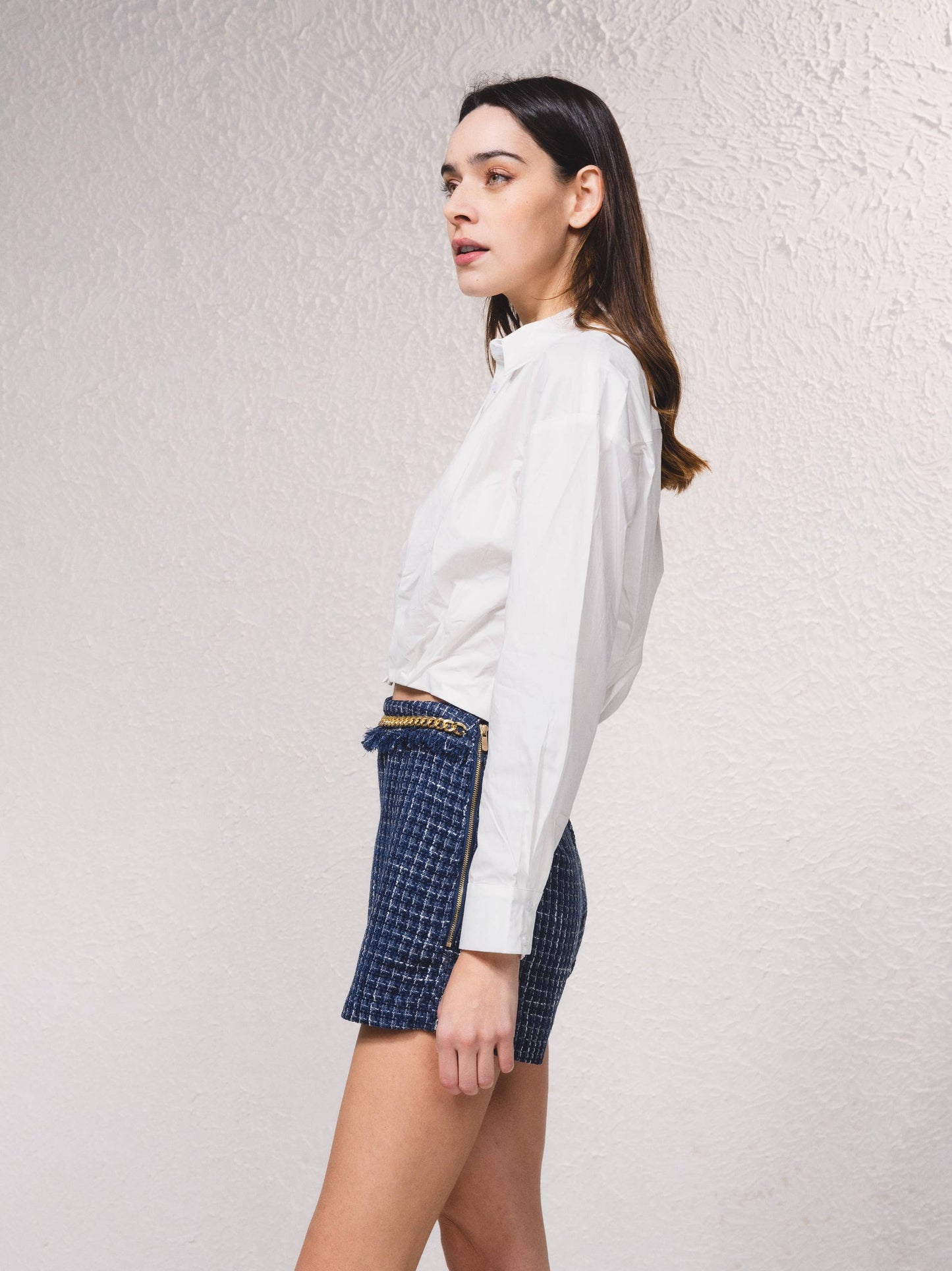 Camicia corta in cotone bianca