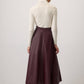 Gonna midi in ecopelle bordeaux