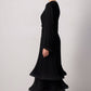 Abito lungo elegante in chiffon plissettato con maniche fluide