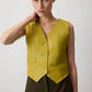 Gilet blazer in pelle vegana verde oliva