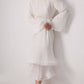 Abito lungo elegante in chiffon plissettato con maniche fluide