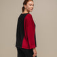 Maglia donna color block con bottoni ai polsi