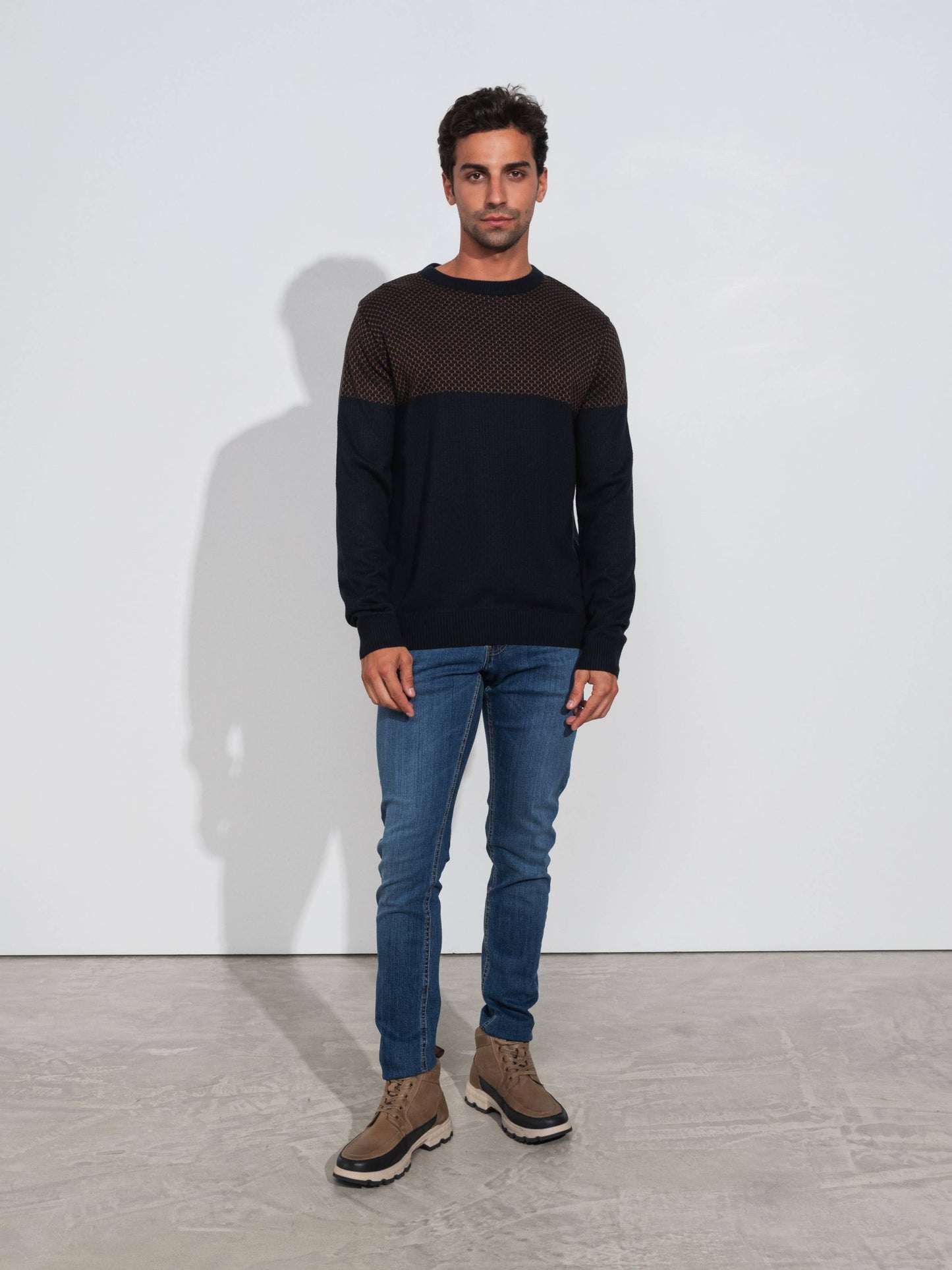Maglione jacquard bicolore da uomo