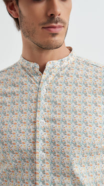 Camicia uomo premium con stampa floreale digitale e colletto alla coreana