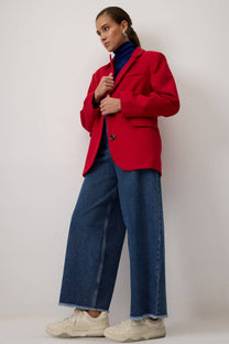 Pantaloni in denim a gamba dritta con orlo grezzo