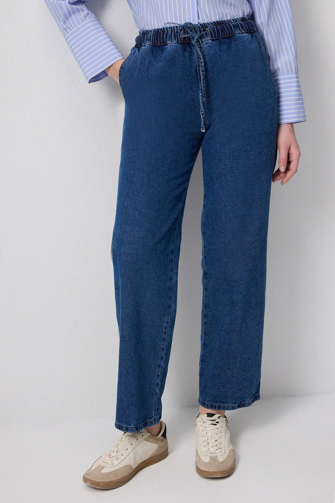 Pantaloni in denim con vita elasticizzata