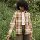 Camicia slim a quadri color latte con tasca