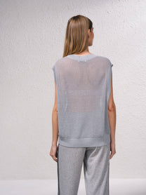 Maglione in maglia aperta laminata