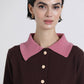 Giacca in maglia con colletto a contrasto