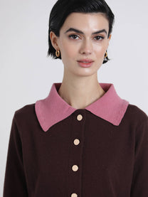 Giacca in maglia con colletto a contrasto