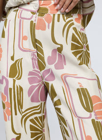 Pantaloni Phoebe flare a vita alta ecru