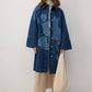 Giacca lunga in denim con stampa floreale