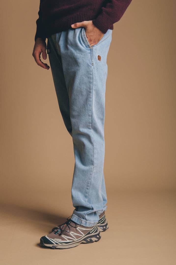 Pantaloni da arrampicata in denim riciclato lavaggio chiaro