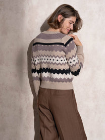Maglione jacquard a righe multicolor