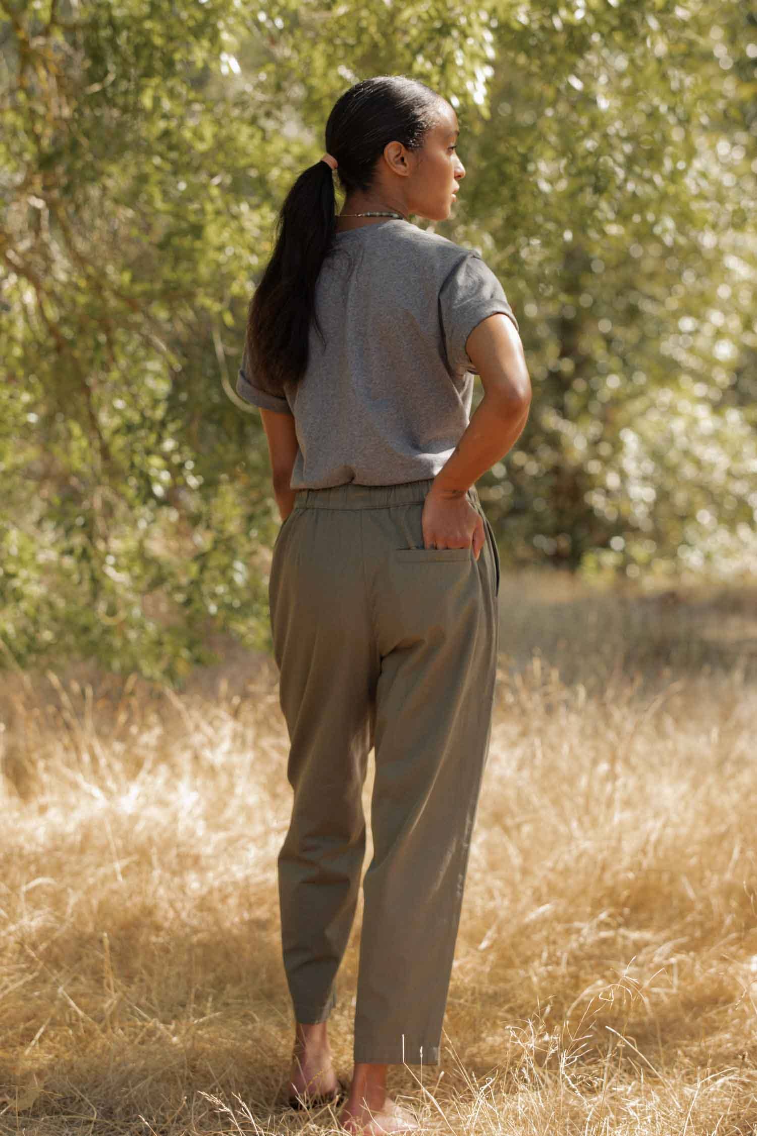 T-shirt boxy in cotone riciclato grigio mélange