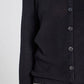Cardigan Ella in cotone biologico a costine con bottoni, nero