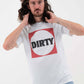 T-shirt Dirty con logo divertente in cotone biologico