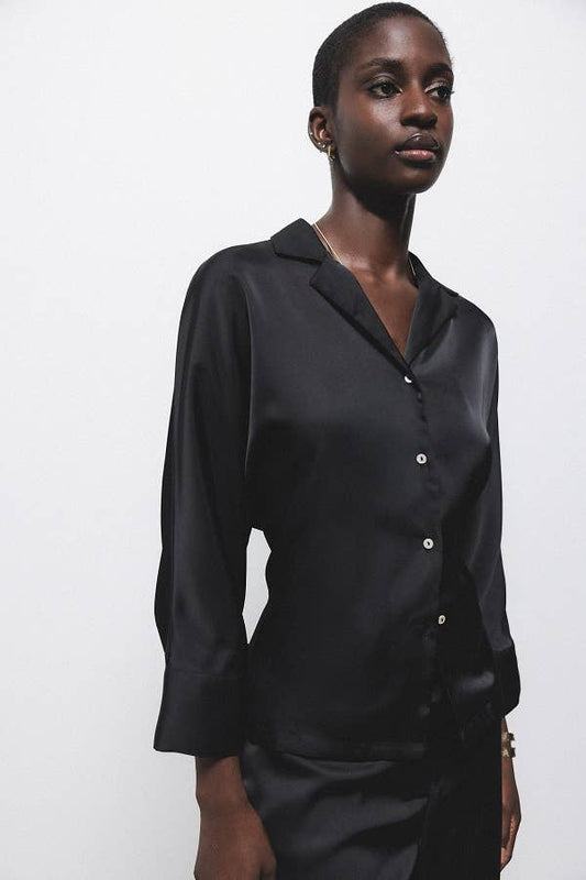 Camicia satinata nera