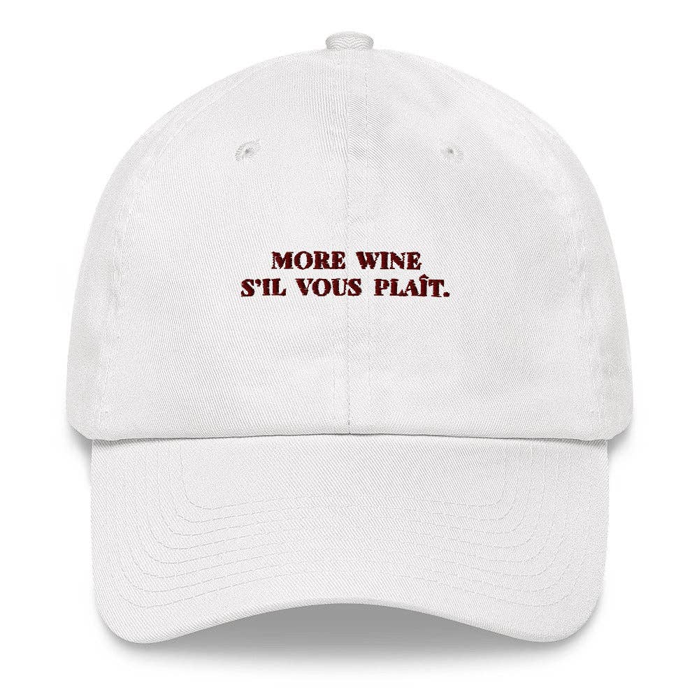 Cappellino in cotone con ricamo “More Wine s’il vous plaît”