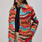 Cappotto corto con fantasia astratta