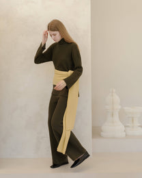 Pantaloni a gamba larga in misto cashmere tinta unita