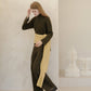 Maglione dolcevita oversize a coste in misto cashmere con spacchi laterali