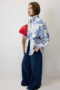 Giacca bomber oversize con stampa paisley