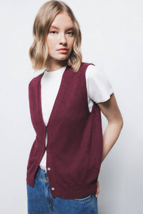 Gilet in maglia con scollo a V e bottoni