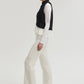 Gilet nero in crêpe con volant in chiffon